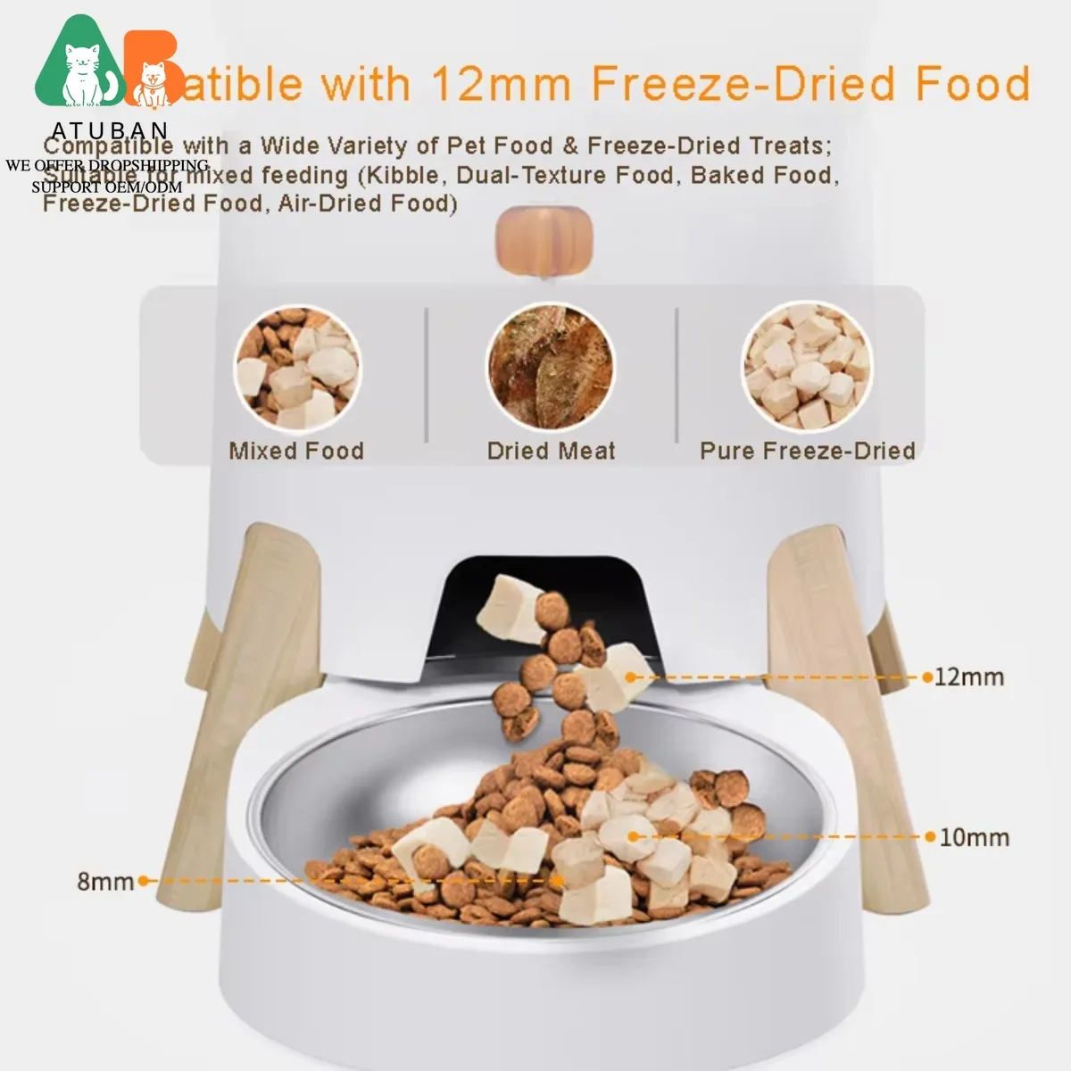 ATUBAN Dispensador automático de alimentos para mascotas Alimentador inteligente Operación de doble potencia La batería de respaldo garantiza una horario de comidas ininterrumpidas - imagen 5