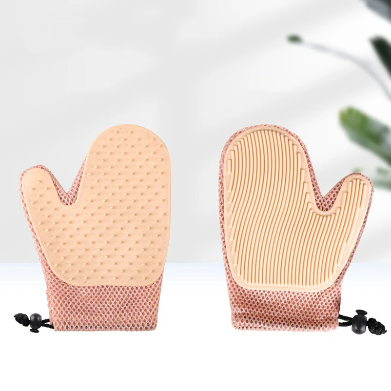 Nuevos guantes de dos caras para el cuidado de mascotas, cepillo de masaje para limpieza de pelo de gato, cepillo de baño para depilación de perros de silicona - imagen 5