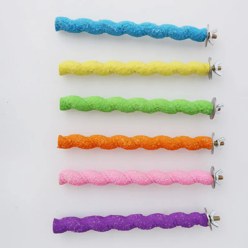 Barra de molienda de pico de garra de loro, palo de pie, soporte de percha para pájaros, juguete de madera, palo de molienda de pata de loro, accesorios para jaula de periquito, Juguetes - imagen 5