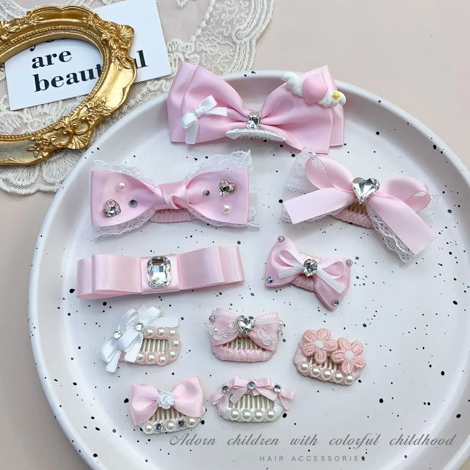 Pinza para el pelo para mascotas, accesorio para el cabello, lazo rosa, Clip BB, diadema de perlas con diamantes de imitación para perro, accesorios para cachorros de oso de peluche Marzis Yorkshire - imagen 5