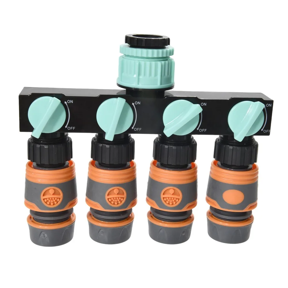 Juego de divisor de manguera de jardín de 1/2 pulgada, distribuidor de agua de riego doméstico con 1 divisor de manguera y 5 conectores de flujo - imagen 3