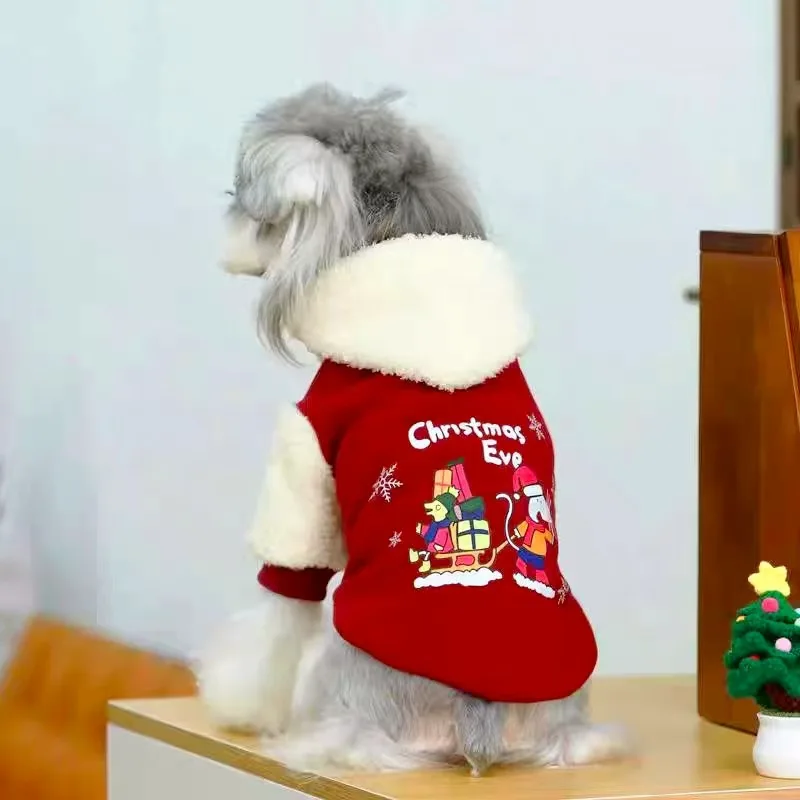 Ropa de Navidad para mascotas, ropa de vacaciones de Año Nuevo, sudaderas con capucha para perros de alce, abrigo de otoño e invierno, chaqueta gruesa y cálida para cachorros