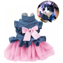 Vestido vaquero para gato Sphynx – Ropa práctica de verano
