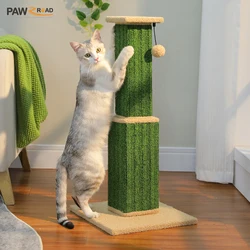 Poste rascador alto con bola de sisal para gatos de interior