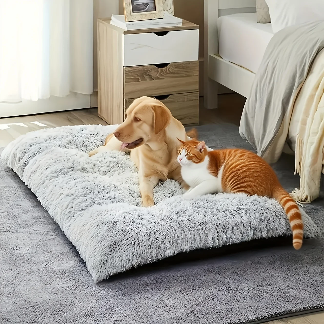 Large Plush Dog Bed Sofa Thickened Warm Dogs Sleeping Bed Mat Dog Crate Mat Bed For Small Medium Large Dog Bed Bottom Non-slip