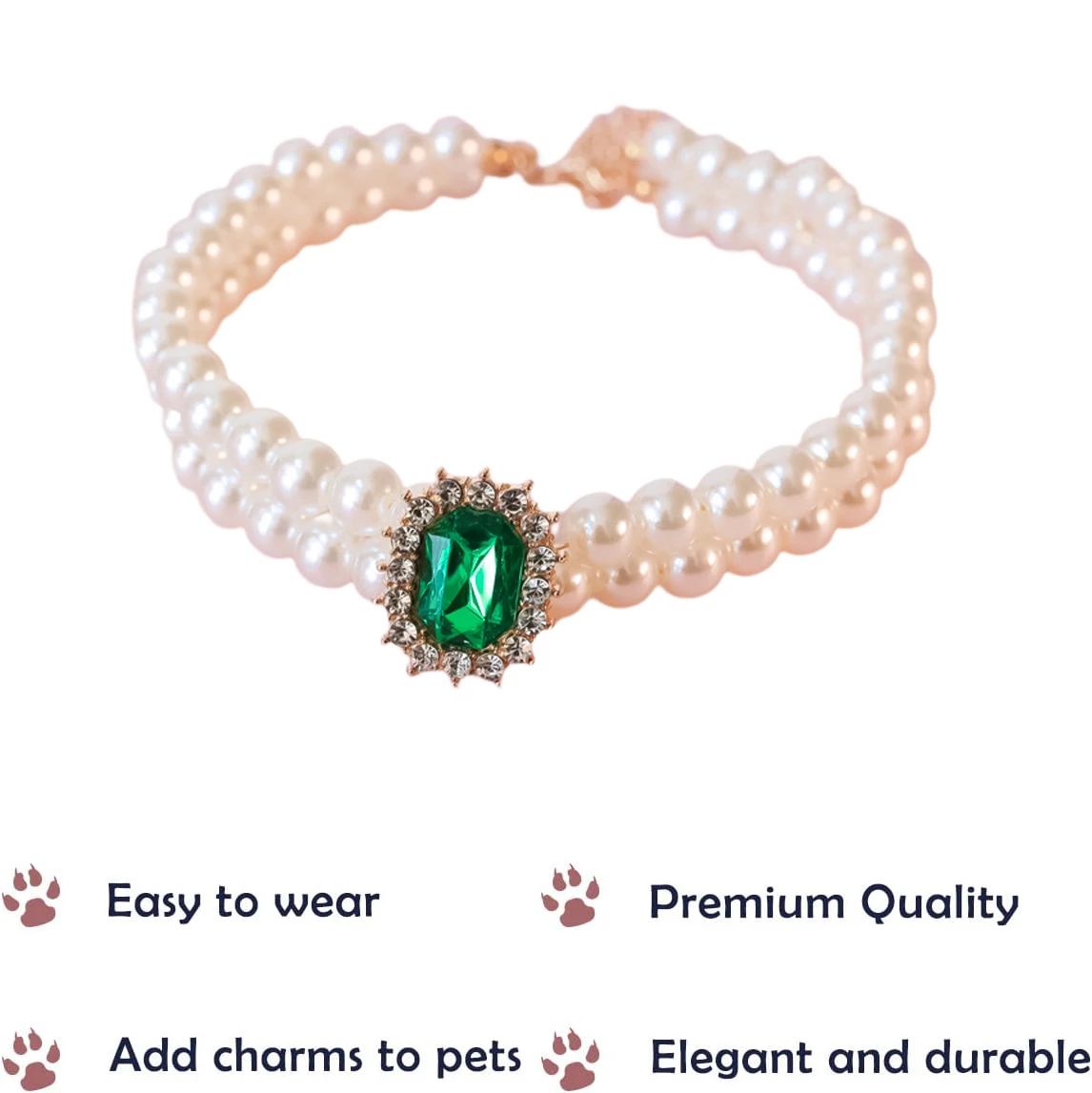 Collar de perlas para perro, collares de lujo con diamantes de imitación ostentosos, Collar de boda, joyería de cristal para perros, ropa para gatos, disfraz, accesorios para mascotas - imagen 4