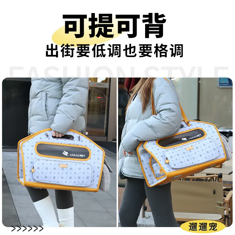 Bolsa para caminar para mascotas, bolsas para gatos, para salir, portátil, transparente, cruzada, transpirable, ligera, suministros para gatos - imagen 4