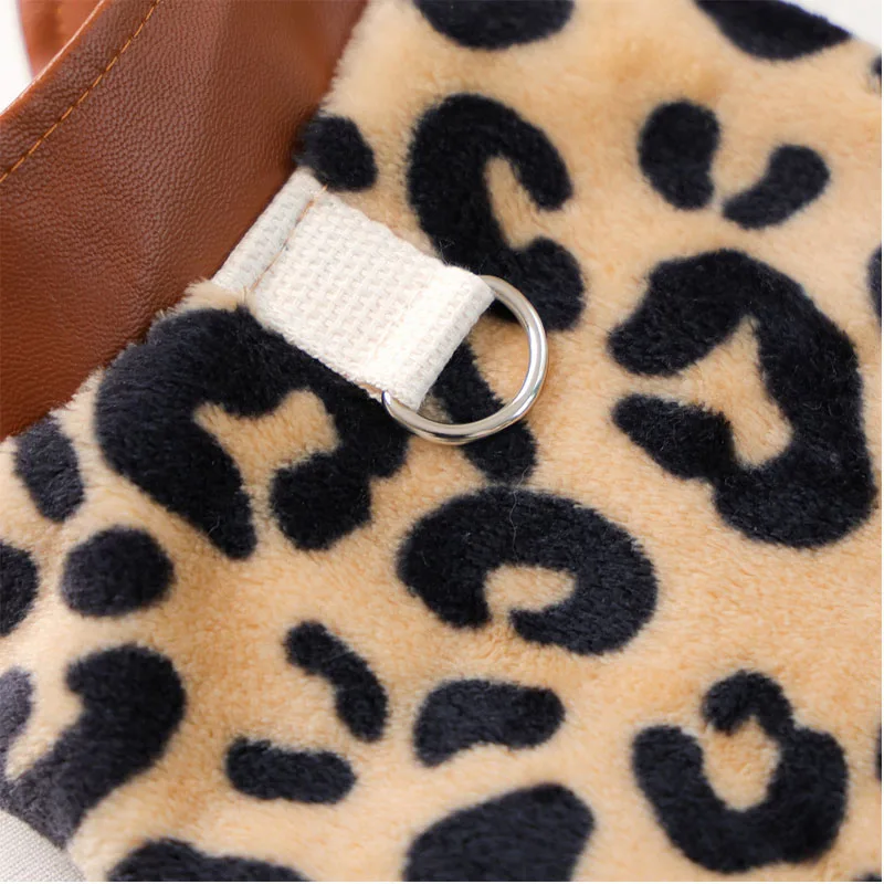 Chaqueta con estampado de leopardo para mascotas, ropa para perros, chaleco marrón sin mangas con cremallera, ropa cálida para cachorros, ropa para caniche Chihuahua XS - imagen 5