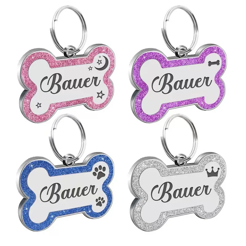 Etiqueta de identificación personalizada de doble cara para perros y gatos, etiquetas colgantes con nombre para perros y gatos, accesorios para Collar de mascota, etiquetas de hueso antipérdida para perros y gatos - imagen 2