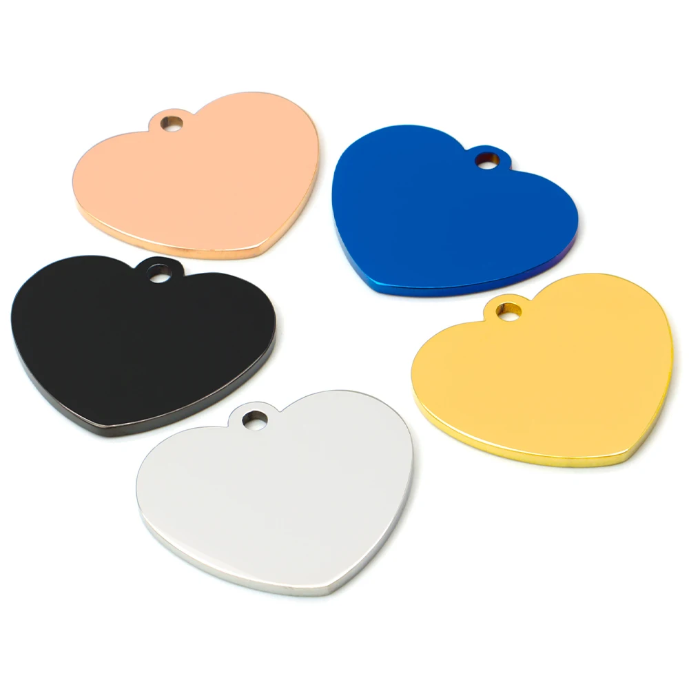 Colgante de placa de identificación de perro en forma de corazón, accesorio de acero inoxidable para collar de identificación de Mascota, personalizado, grabado, personalidad, gato, 20 piezas - imagen 3