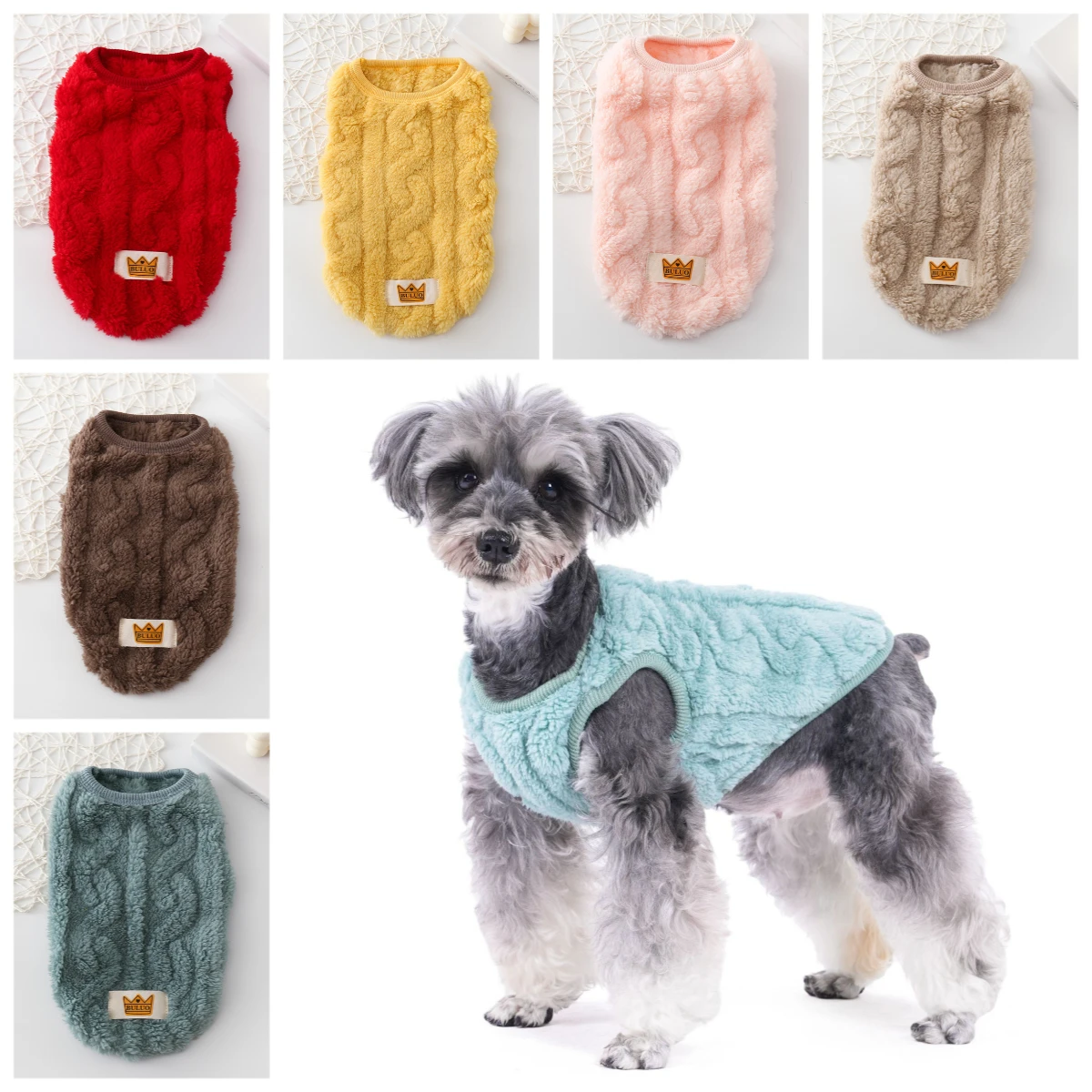 Chaleco de lana para perros y gatos, suéter suave y cálido sin mangas para otoño e invierno, ropa de felpa acogedora para mascotas pequeñas y medianas, disfraz para perros