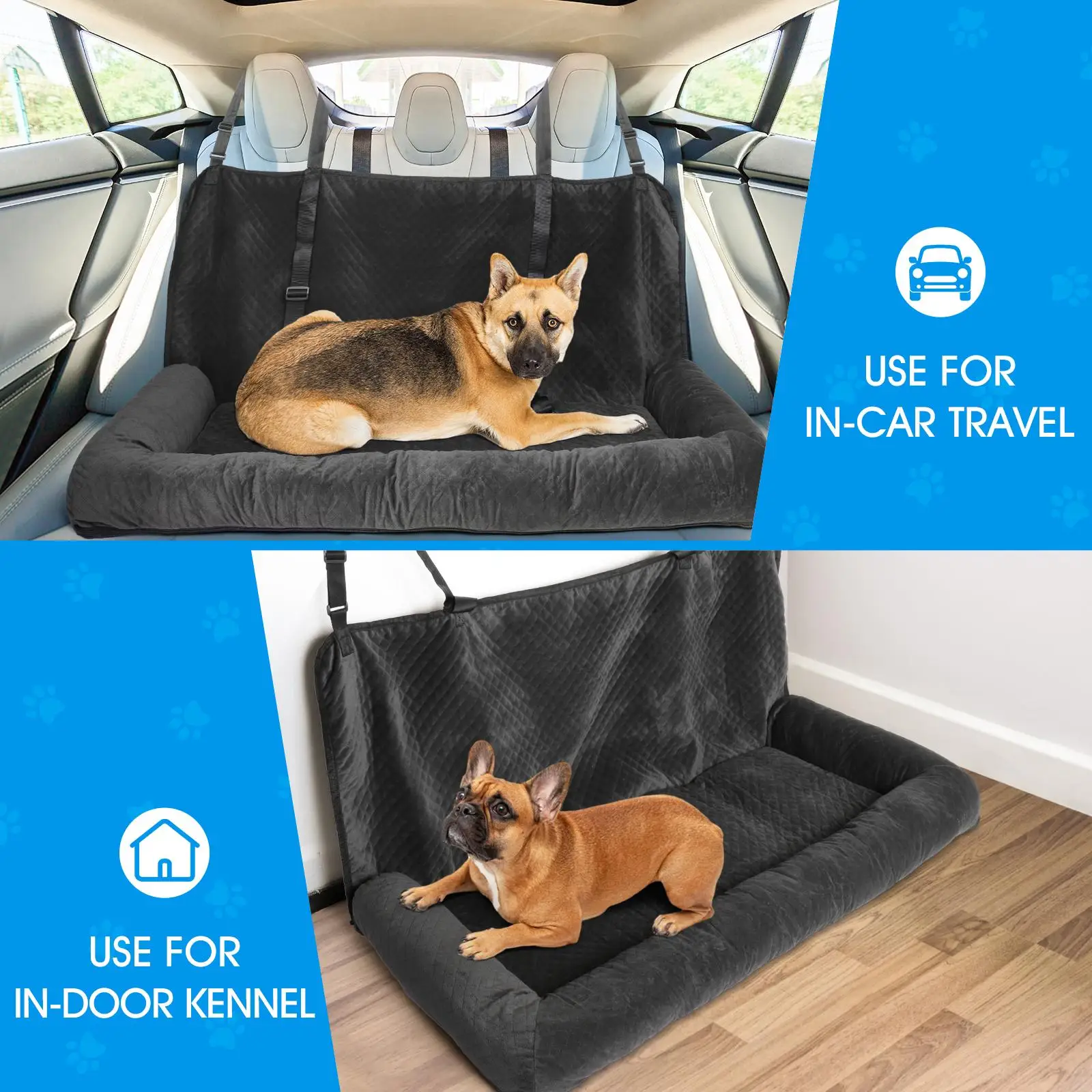 Dog Car Seat Bed Sleeping Bed with Leash Backseat Protector Booster Seat