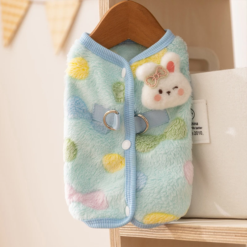 Chaleco de invierno esponjoso para Bulldog Francés, oso de dibujos animados, forro polar cálido, ropa de gato esfinge, sudadera para cachorros de Nueva York, monos - imagen 2