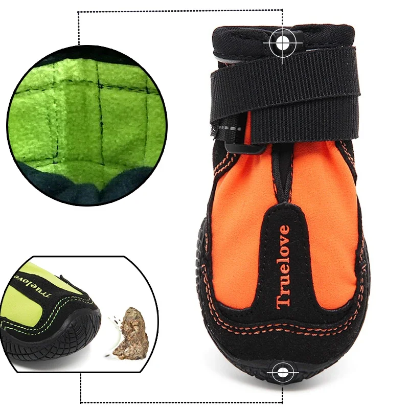 Winhyepet-zapatos para perros, botas cálidas, impermeables, antideslizantes, protectores de pies, ropa para mascotas, suela de goma, zapato de nieve para caminar y viajar