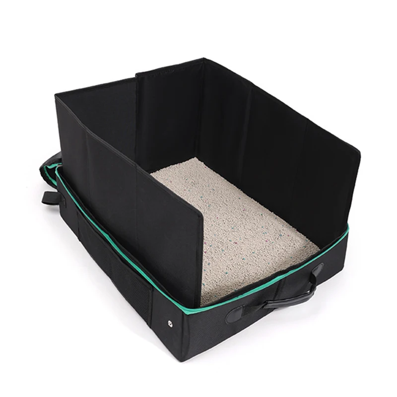 BOOTEELY-caja de arena plegable de tela Oxford para gatos, semicerrada, a prueba de salpicaduras, impermeable, almacenamiento compacto, inodoro para gatos - imagen 5