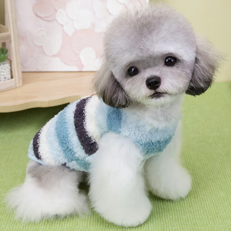 Ropa de tiras para perros, ropa roja y azul, sudaderas con capucha de lana sin mangas para perros pequeños, trajes de perro salchicha Chiwawa, sudadera para cachorros, suéter - imagen 5