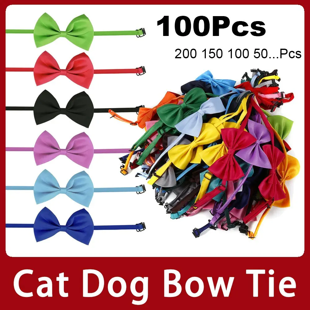 Venta al por mayor, pajarita ajustable para perros y gatos, lotes de corbatas para el cuello, lazo para perros y mascotas, Collar con lazos para cachorros, Collar para gatitos, accesorios para mascotas