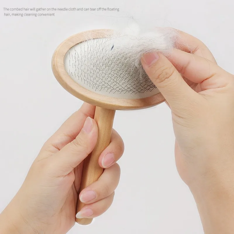 Peine para perros con mango de madera, cepillo para perros, cuidado de mascotas, peines con mango cómodo para gatos, abridor de nudos, producto para quitar el pelo para perros - imagen 3