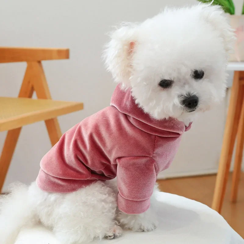 Sudaderas con capucha de terciopelo a la moda para perro, ropa para mascotas rosa, gris y azul para perros pequeños, trajes para perros Pomerania, chaqueta para cachorros