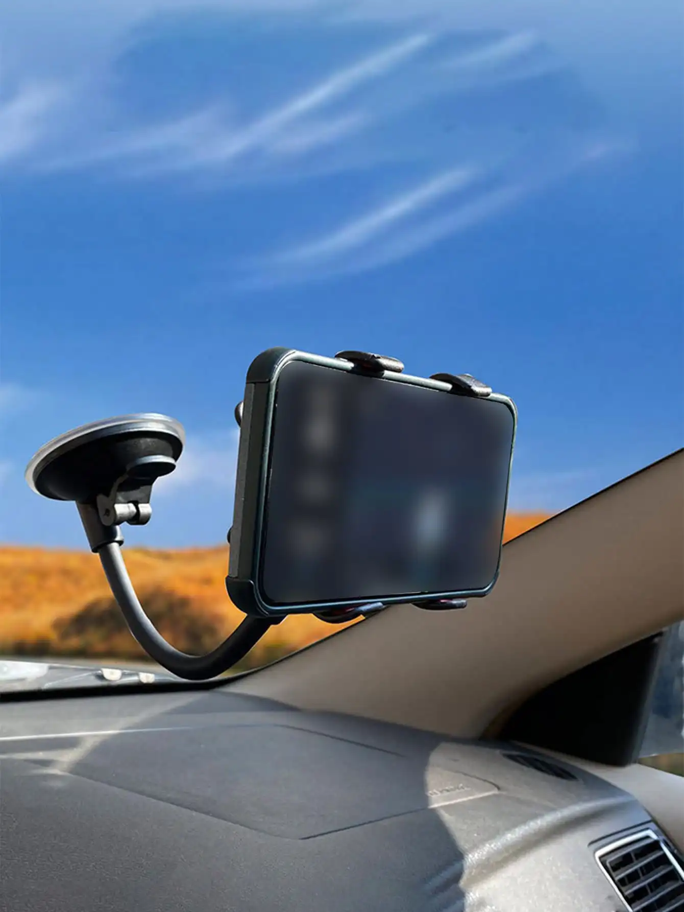 Soporte de teléfono para coche, soporte Universal Flexible con cuello de cisne, soporte con ventosa para salpicadero, parabrisas, navegación de escritorio