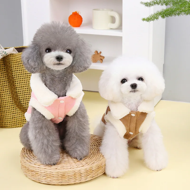 Abrigo de invierno para perros pequeños, chaleco polar de peluche con agujero, chaqueta cálida para perros pequeños - imagen 3