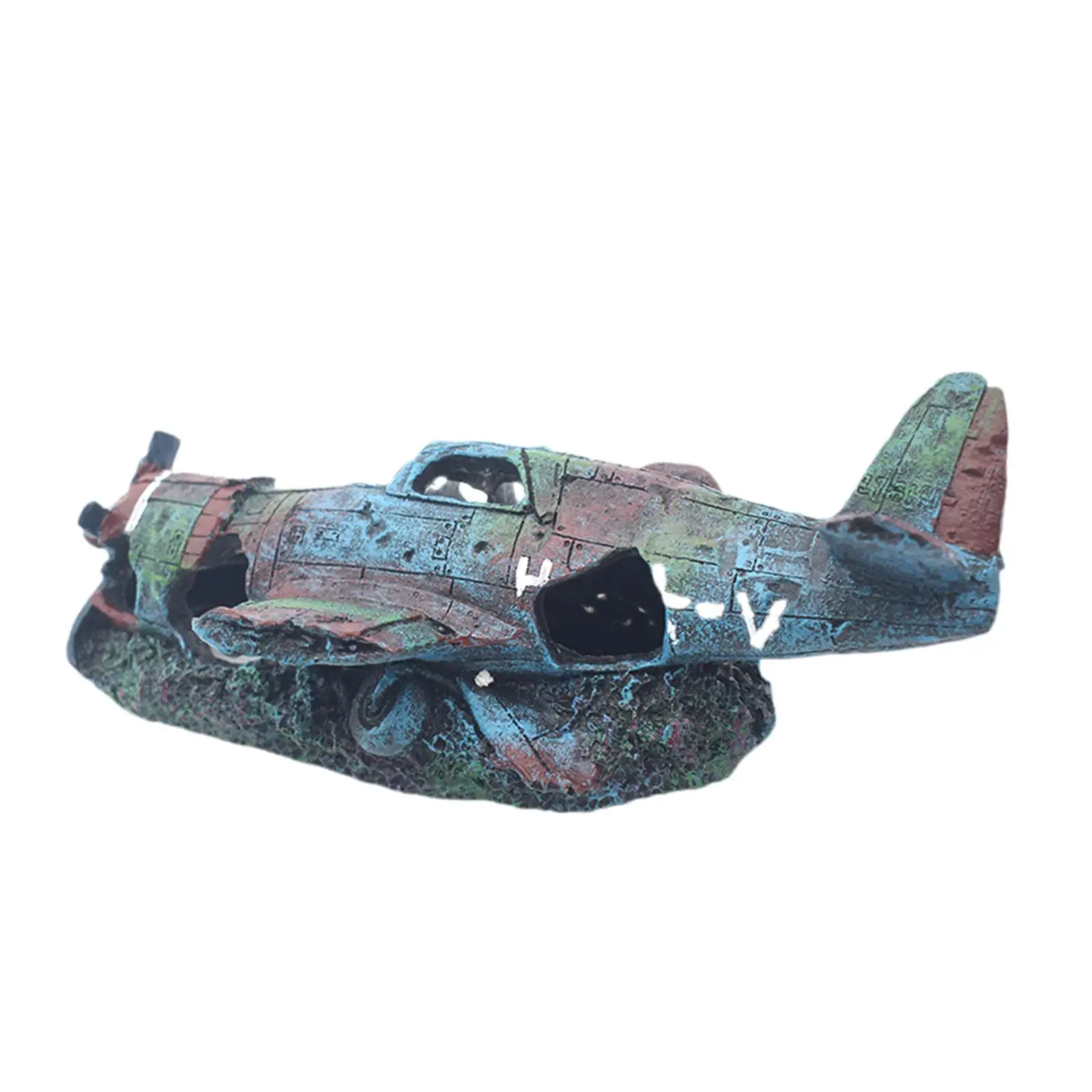 Airplane Wreck Aquarium Decoration Betta Cave Prawn Habitat,Breeding Area,Wreckage Decor,Fish Tank Ornament House for Fish