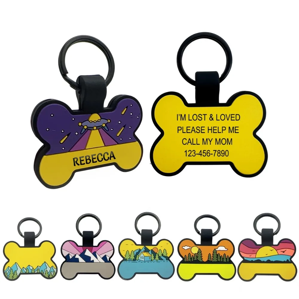 Nueva etiqueta antipérdida de hueso de silicona para mascotas, Collar para perro cachorro, etiqueta de nombre, accesorios personalizados para perros, etiquetas de identificación personalizadas para mascotas, colgante - imagen 2