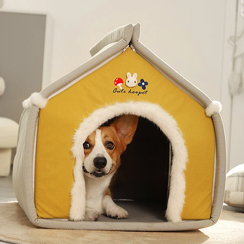 Casa de perro para interiores, perrera plegable para gatos y perros pequeños, cama cálida de invierno para gatos, cueva para cachorros, cama para dormir, productos para mascotas - imagen 3