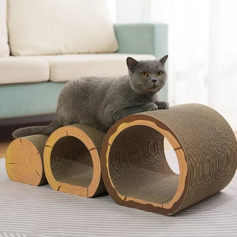 Almohadillas para rascar para gatos, 3 piezas, de cartón corrugado, túnel multifuncional reutilizable para interiores, túnel relajante para mascotas, juguetes para gatos - imagen 4