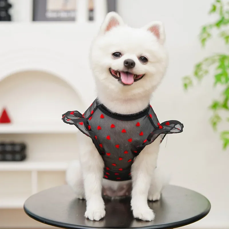 Chaleco de verano para perros, ropa fina elástica para cachorros, ropa para gatos, mangas voladoras de malla, disfraz transpirable para mascotas - imagen 2