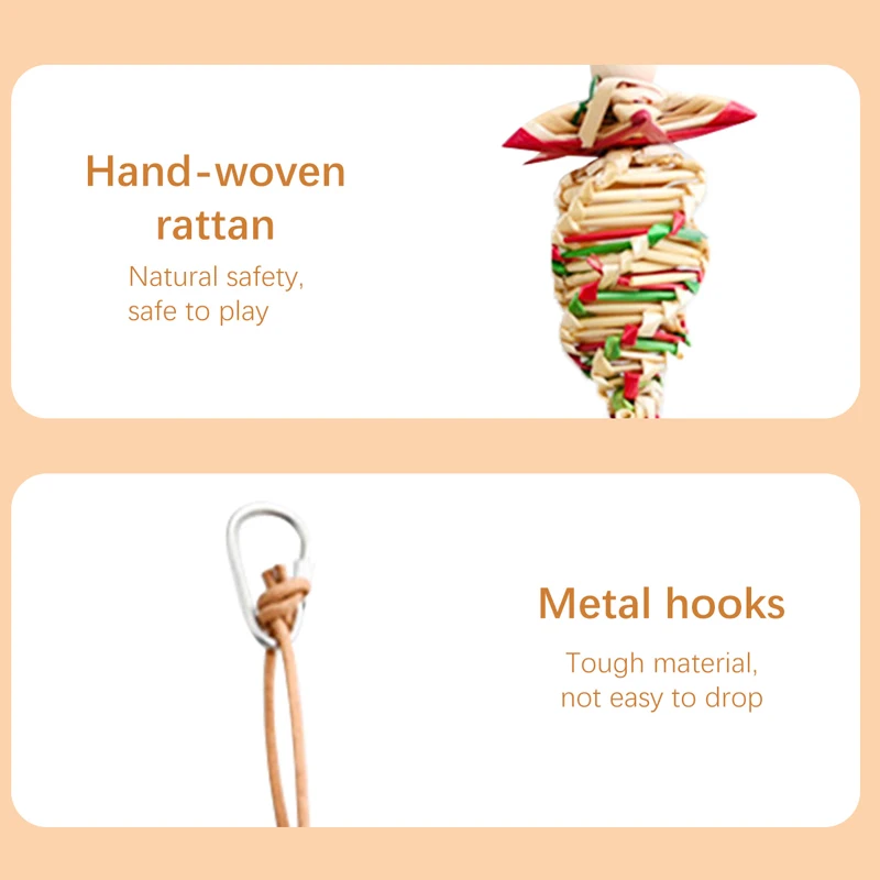 Juguetes para masticar pájaros y loros para mascotas, estilo aleatorio, hecho a mano, paja Natural, mordedura, jaula colgante, campana, columpio, escalar, colgante, 1 ud. - imagen 2