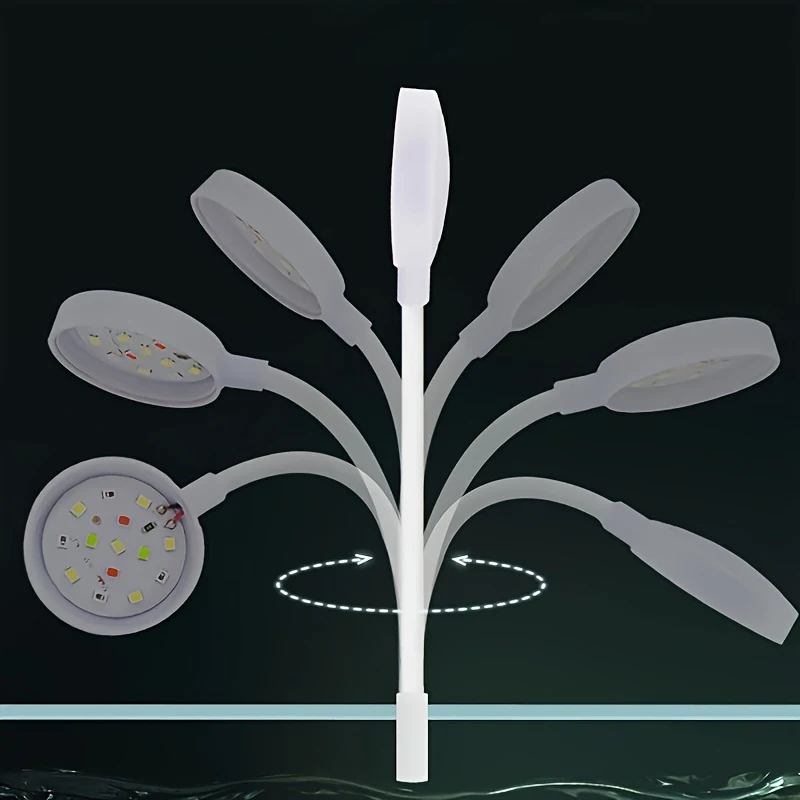 Luz de acuario con adaptador LED Clip en luz de pecera, pequeña luz USB de espectro completo 360 ° Iluminación de rotación - imagen 2