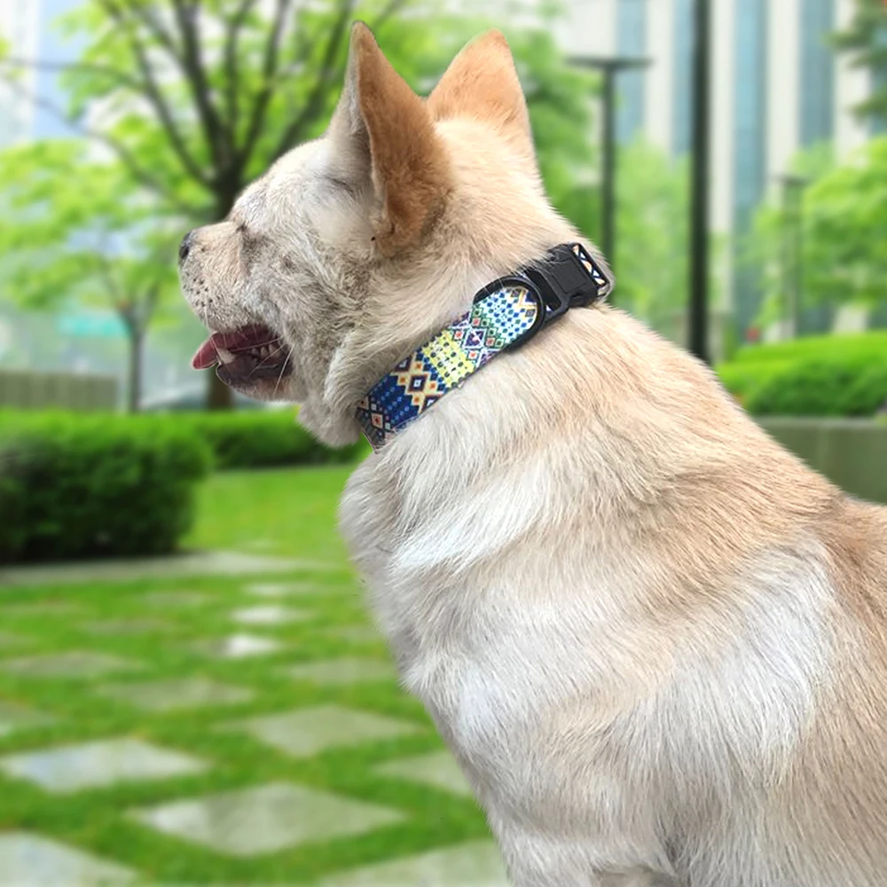 Collar de perro con estampado de nailon, collares para perros pequeños y gatos con estampado Floral, Collar ajustable para cachorros, perros pequeños, medianos y grandes, Chihuahua, Bulldog - imagen 5