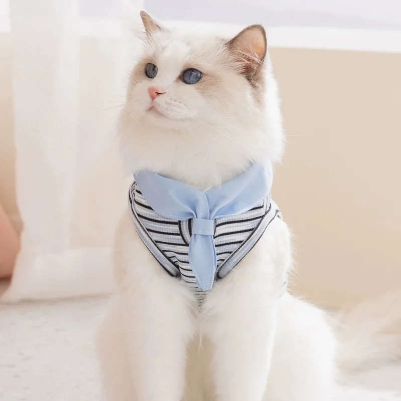 Camiseta a rayas con anilla D para perros y gatos – Chaleco veraniego