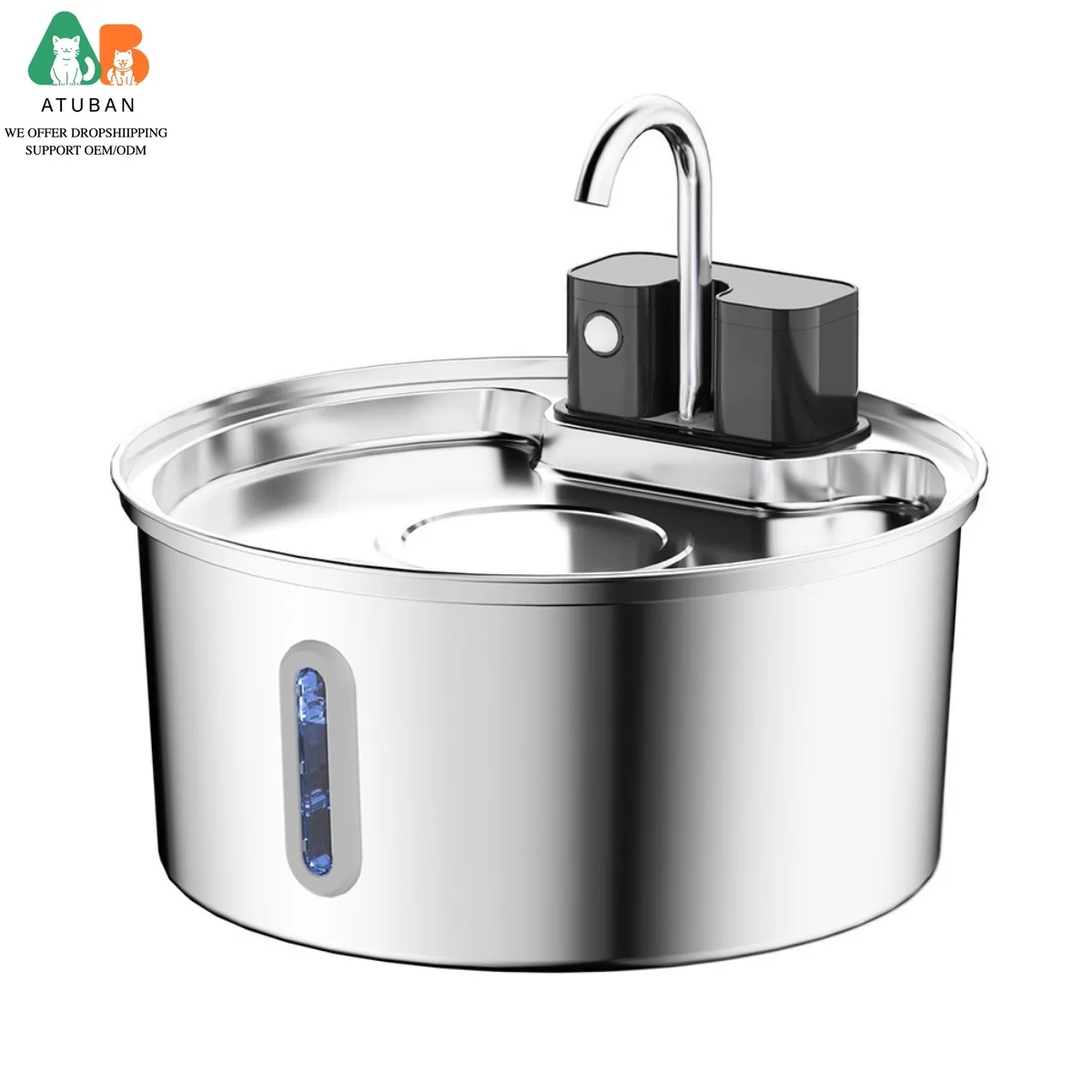 Fuente de agua inalambrica para gatos automatica de 3,2 L inoxidable