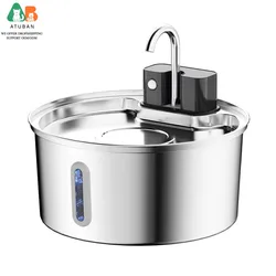 Fuente de agua inalambrica para gatos automatica de 3,2 L inoxidable