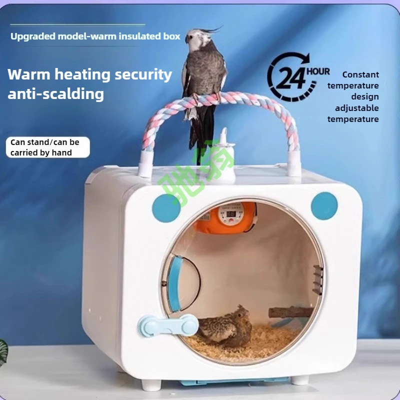 Caja aislante para loros, temperatura ajustable, portátil, transparente, visible, visualización de pollitos jóvenes, caja para incubar caliente, jaulas para pájaros