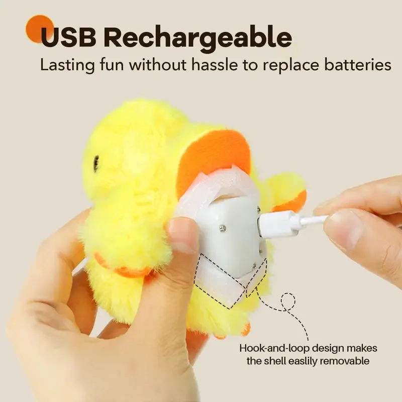 Juguetes para gatos, pato batiente, pájaro eléctrico recargable con hierba gatera, juguete de peluche activado por tacto, juguete interactivo para gatitos - imagen 5