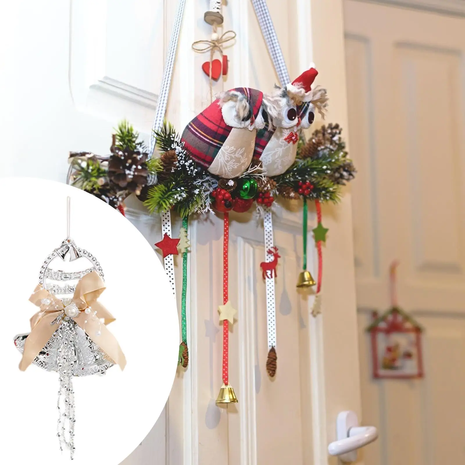 Christmas Bell Ornament Christmas Tree Pendant Festival Charm DIY Decorating Xmas Pendant for Wall Dorm Winter Door Farmhouse