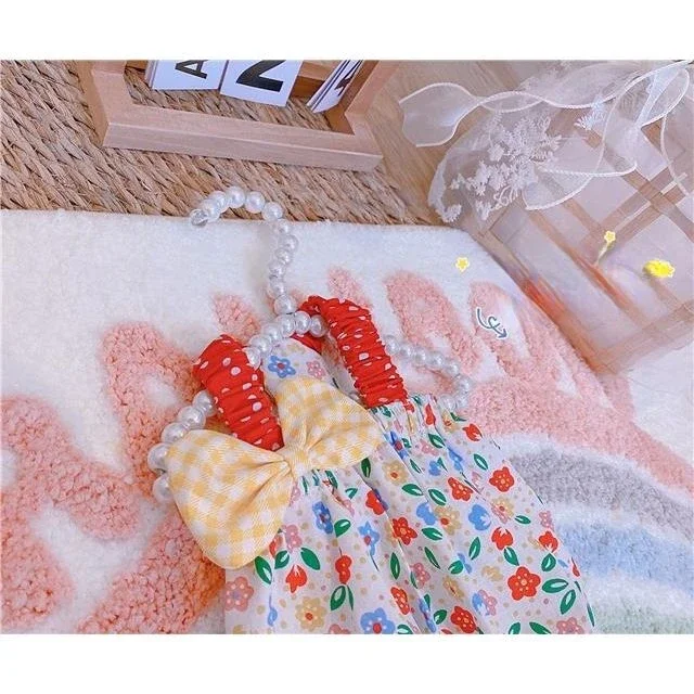 Ropa para mascotas Ins, vestido con tirantes para perros, falda Floral de burbujas, falda con lazo de calabaza, disfraz de fiesta de princesa, regalo de cumpleaños, ropa de lujo para perros - imagen 2