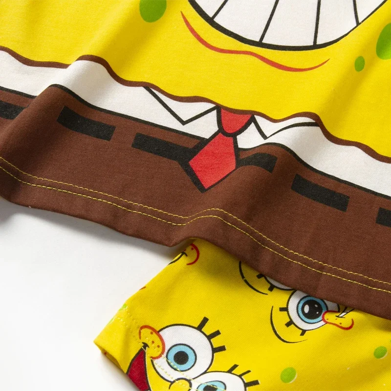 Conjuntos de pijamas de Bob Esponja de Anime para niños, ropa de dormir de manga corta de verano, pijamas de algodón para adolescentes, regalo de cumpleaños, 2 uds. - imagen 3