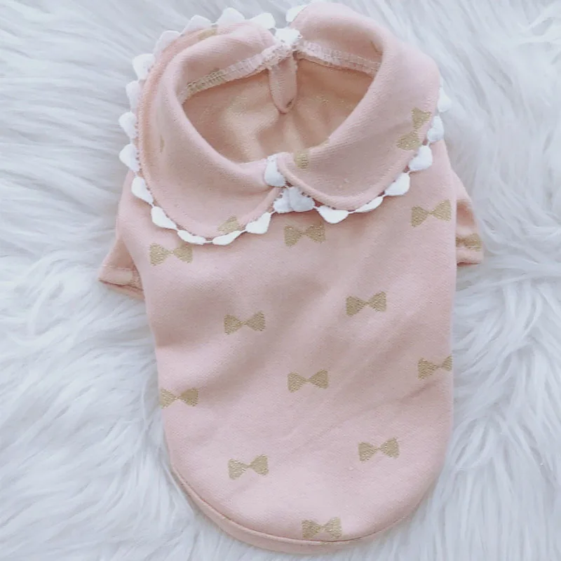 Ropa para perros con lazo bronceado, disfraz rosa y Beige, sudaderas con capucha, camiseta para perros pequeños, sudadera para cachorros de perro salchicha Chiwawa, camisa XS - imagen 4