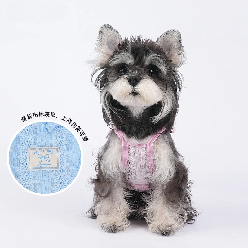 Camisola de encaje fresco para mascotas, chaleco Schnauzer Yorkshire, traje transpirable para caminar para perros dulces, ropa para cachorros, chaleco refrescante para perros - imagen 4