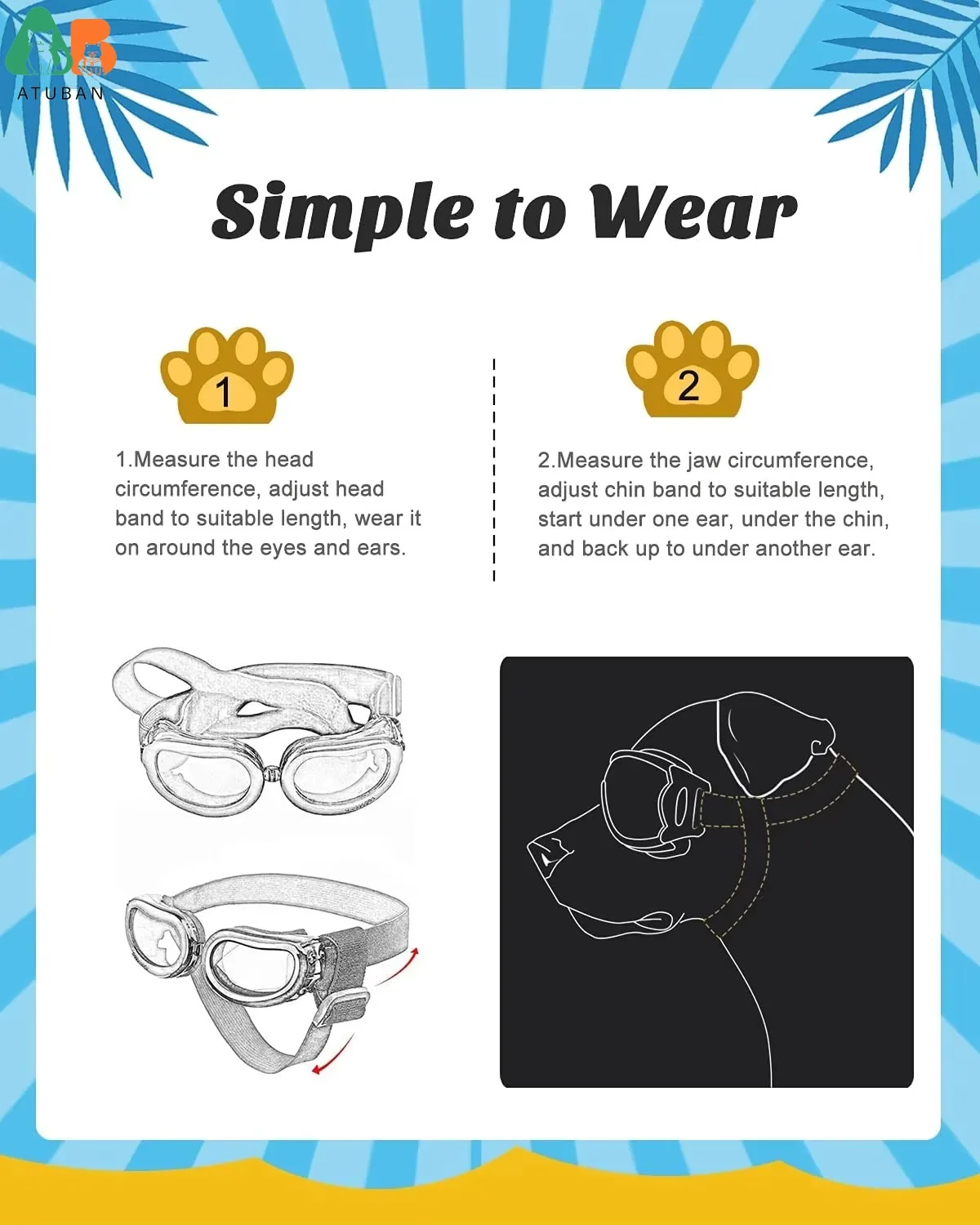 Gafas de sol con correa ajustable para perros pequeños, lentes de sol con protección UV, resistentes al agua, para mascotas - imagen 4