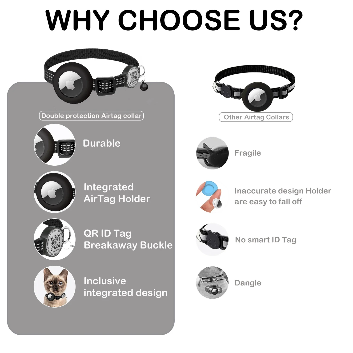 Collar GPS AirTag para gato con placa QR reflectante - imagen 4