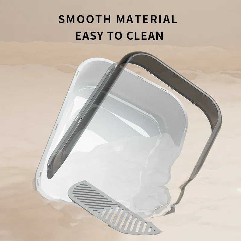 Caja de arena para gatos de gran capacidad, caja de arena de plástico semicerrada para gatos, inodoro para mascotas, bandeja antisalpicaduras para gatos, colcha, suministros para mascotas - imagen 4