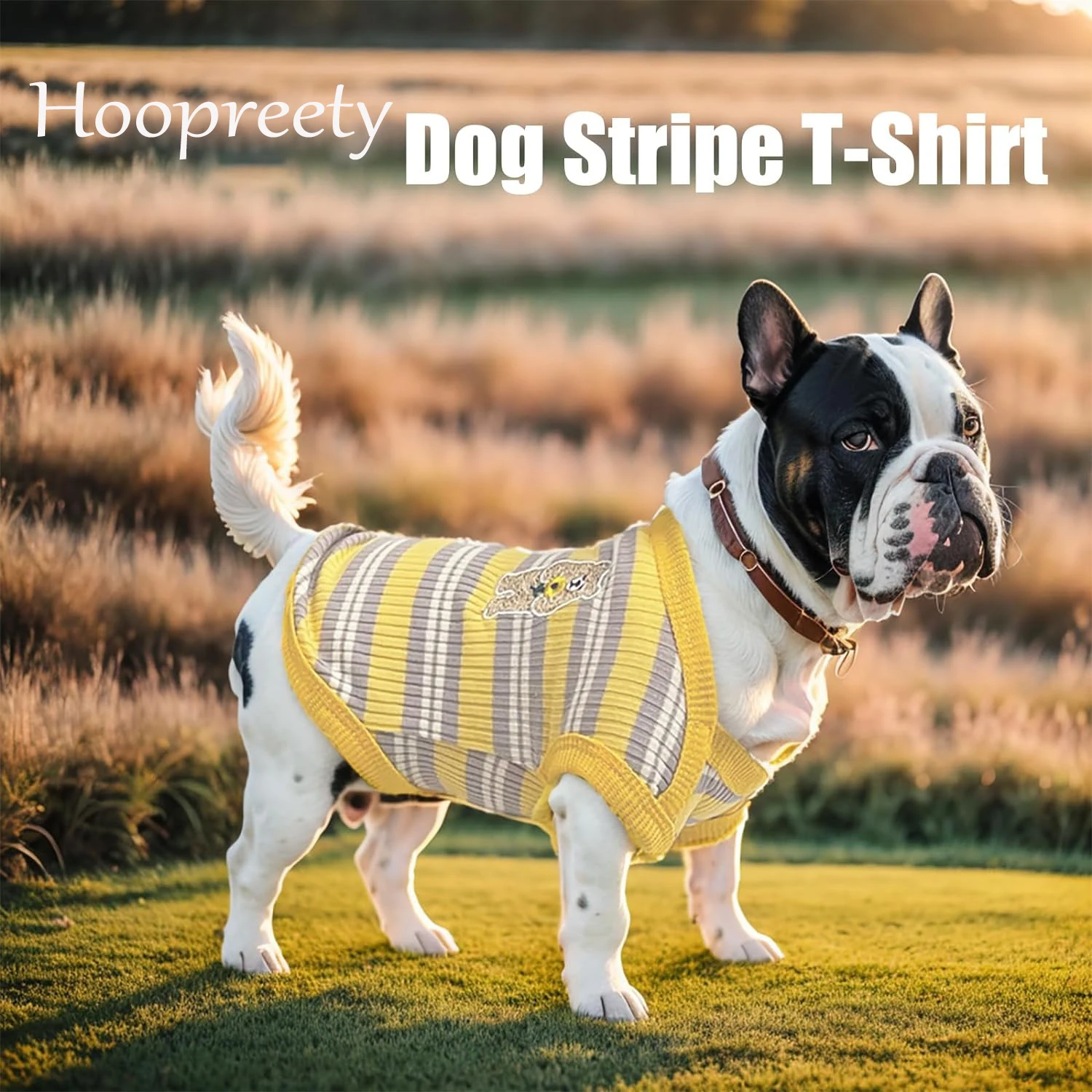 Camisas para perros, camisetas sin mangas a rayas de algodón para cachorros, ropa de primavera y otoño para perros pequeños, camiseta para cachorros elástica y transpirable suave - imagen 5