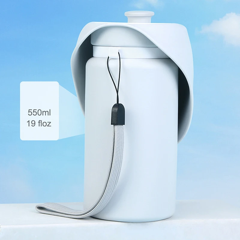 Taza plegable para caminar al aire libre para mascotas, botella de agua portátil de viaje para cachorros, gatos y perros, dispensador de agua potable, suministros de taza, 550ml - imagen 4