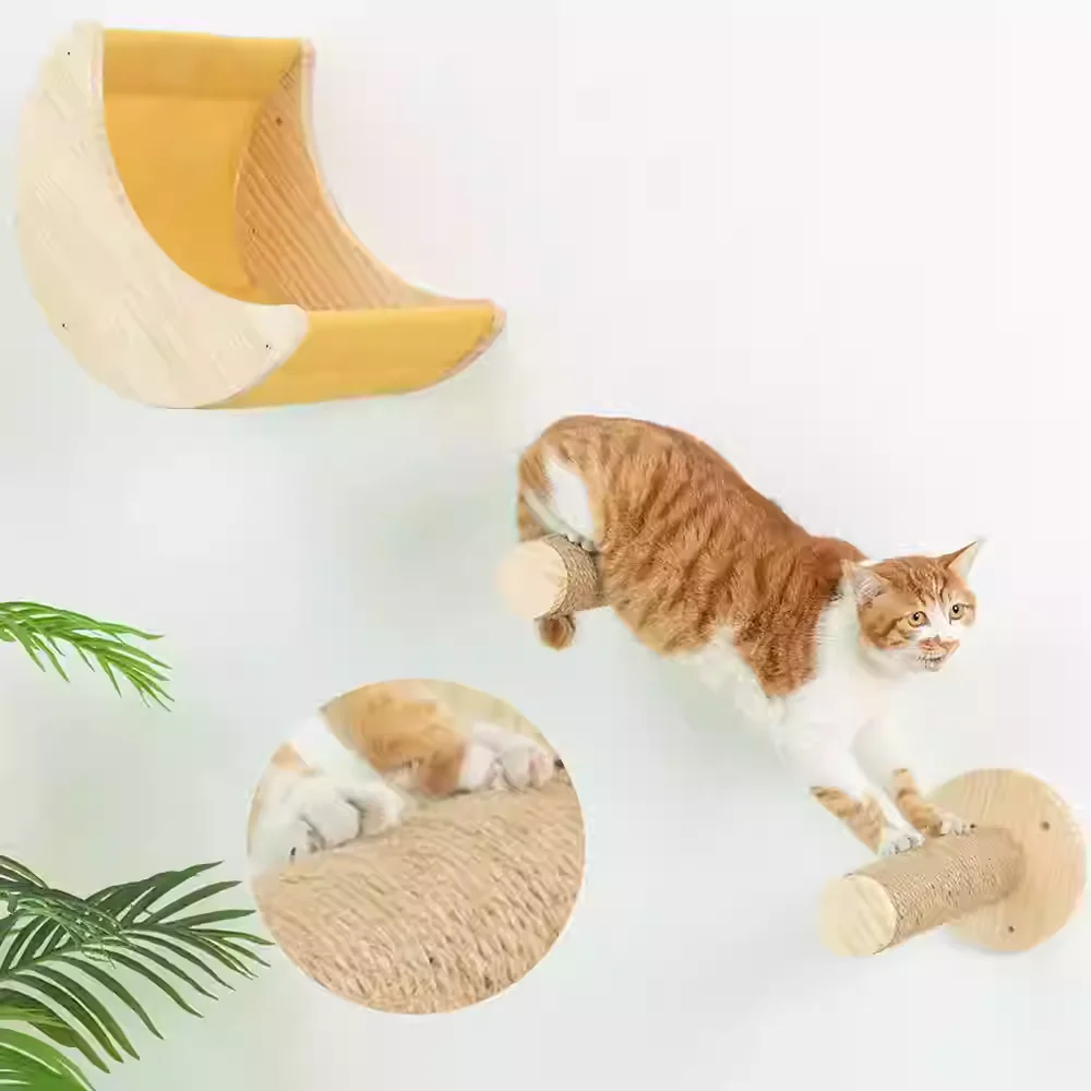 Tirador para gatos, hamaca para gatos montada en la pared, Kit de muebles para mascotas, juego de estantes de pared para gatitos, percha para gatos, casa de árbol para gatos - imagen 2
