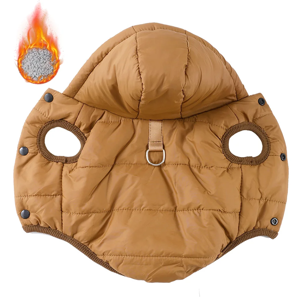 Warm Fleece Pet Hoodies With D-ring Waterproof Dog Jacket For Winter Windproof Pets Coat For Small Medium Dogs Pug Bulldog Parka